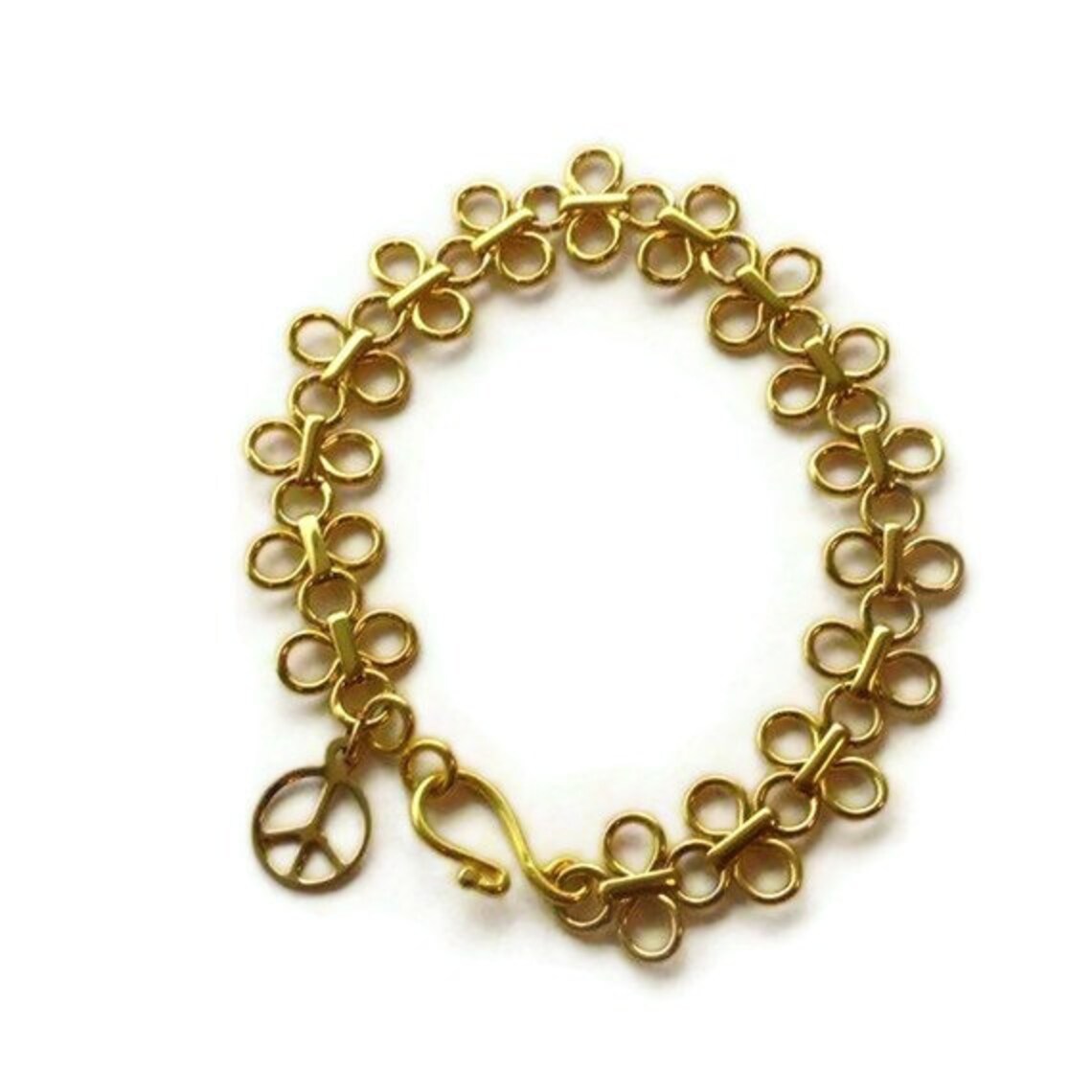Chain Bracelet Yellow Gold Jewelry Statement Jewellery Peace Etsy