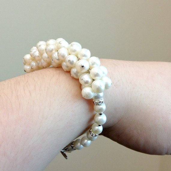 アクセサリー CDL PEARL BRACELET SIZE:S 6.90 Gm Natural Pearl Cab Bracelets 925 Solid Sterling