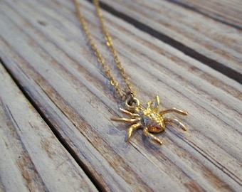 Collar de araña con baño de oro - Joyería gótica de Halloween