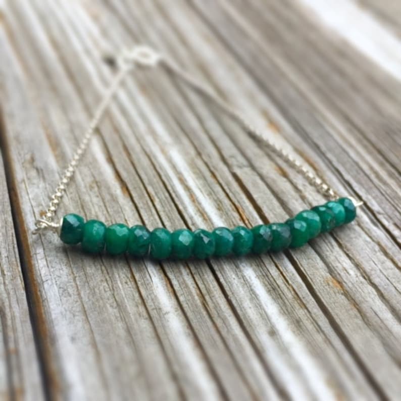 Emerald Bracelet Green Jewelry Gemstone Jewellery May Birthstone Sterling Silver Chain Luxe image 1