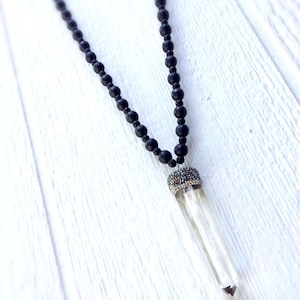 Black Necklace Jewelry Crystal Spike Statement Long Hematile Gemstone Jewellery Chunky Fashion Trendy image 4