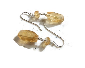 Citrine Earrings - Yellow Jewelry - November Birthstone - Sterling Silver Jewellery - Gemstone