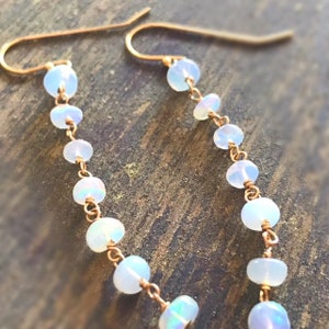 Ethiopian Opal Earrings - October Birthstone Jewellery - Gold Jewelry - Gemstone - Iridescent - Jewelrybycarmal - Handmade - Pierced
