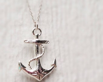 Anchor Necklace - Anchor Jewelry - Sterling Silver Jewellery - Nautical - Navy - sea