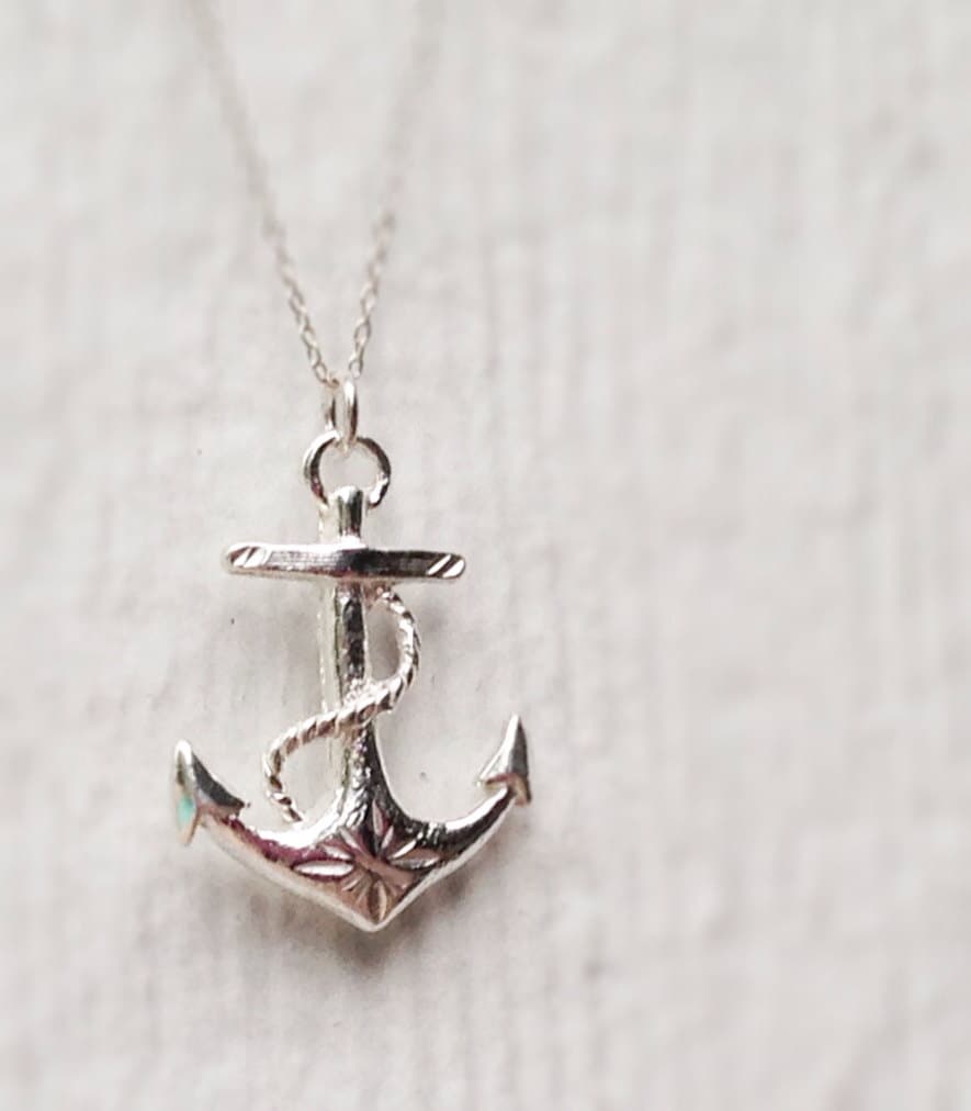 Anchor Necklace Anchor Jewelry Sterling Silver Jewellery Etsy