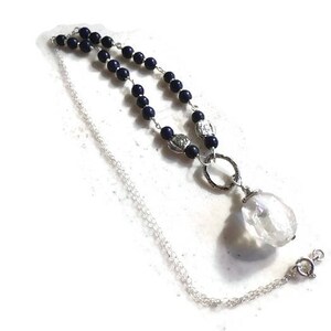 Navy Blue Necklace Howlite Jewelry Sterling Silver Jewellery Crystal Pendant Gemstone image 2