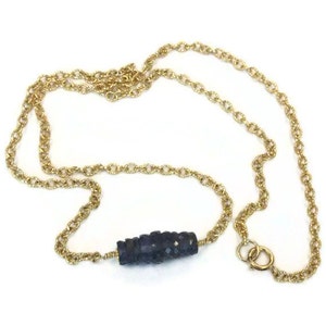 Iolite Necklace Bead Bar Necklace Gold Jewellery Gemstone Jewelry Purple Chain Luxe Iridescent image 5