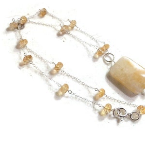 Citrine Necklace - Yellow Jewelry - November Birthstone Jewellery - Sterling Silver Chain - 925 - Gemstone - Pendant