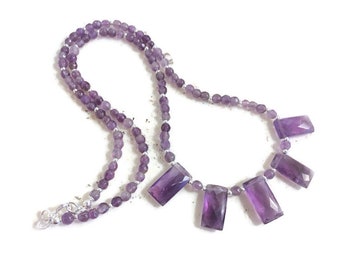 Amethyst Halskette - Februar Geburtsstein - Lila Schmuck - Sterling Silber - Edelstein Schmuck - Perlen - Franse - Handgemacht - Geschenk - Carmal