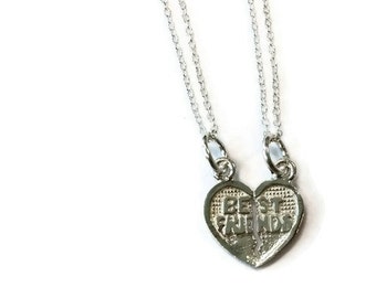 Sterling Silver Best Friend Heart Necklace Set