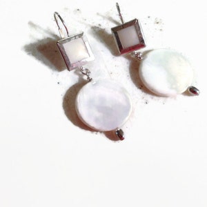 White Earrings - Shell Jewelry - Sterling Silver Jewellery - Beaded - Fashion - Chic