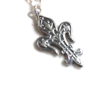 Fleur de Lys Necklace - Sterling Silver Jewelry - Pendant Charm Jewellery - Chain - LSU - Handmade - Gift - Carmal