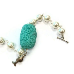 Pearl Beaded Bracelet Turquoise Mermaid Jewelry Sterling Silver Jewelry Coral Gemstone morganite bracelet southwest bracelet image 3