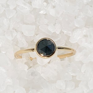 Carbonado black diamond and solid 18k gold ring