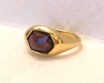 SALE Purple spinel and solid 18k gold unisex ring