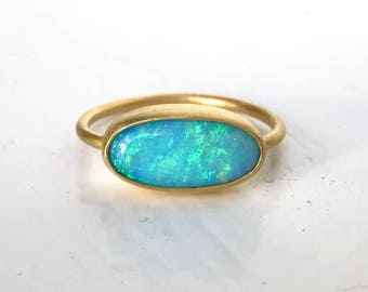 Australian boulder opal and solid 22k gold ring