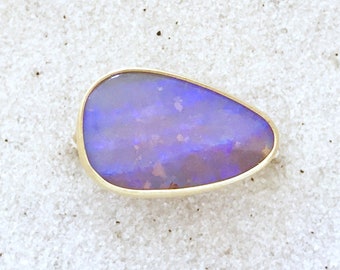 Solid Purple pipe opal amd solid 18k gold ring