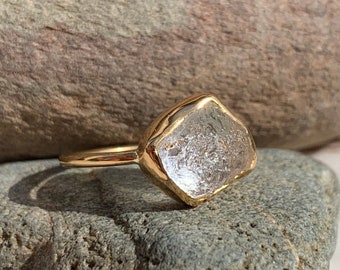 Nigerian phenakite crystal and solid 22k gold ring