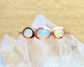 3 opal and solid 14k rose gold opal ring