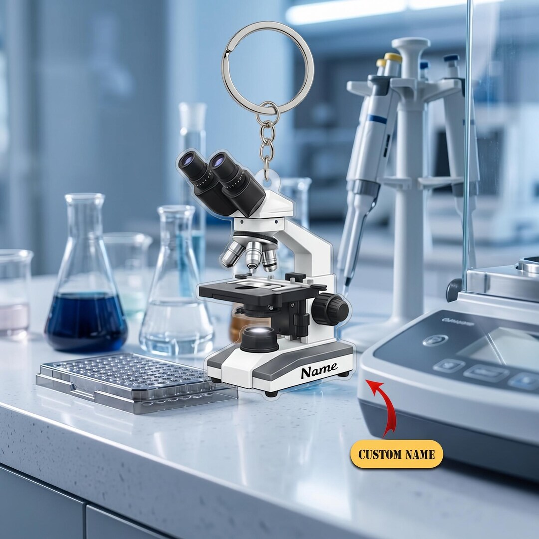 Making Microscope Keychain Using 3d Printer Personalized Microscope Acrylic Keychain, Custom Name Science Gift ...