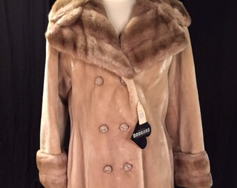 60s Borgana Faux Fur Long Pea Coat - New with Tags - Size Small