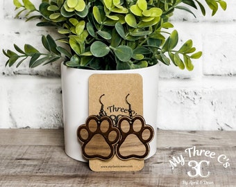 Dog Paws| Bear Paws | Earrings | Wood Earrings | Lightweight