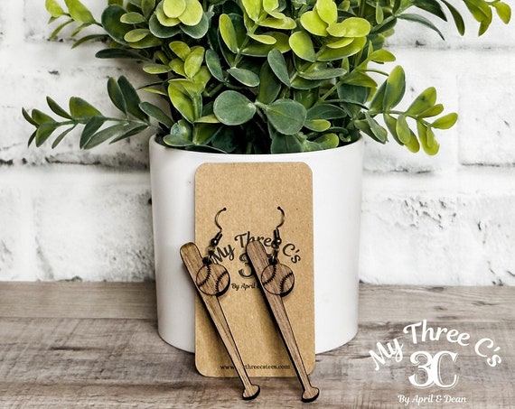 Base Ball Bat| Base Ball | Sports | Earrings | Wood Earrings | Lightweight