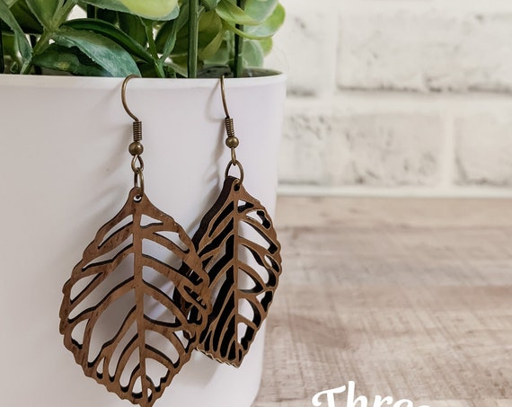 Adi Earrings | Wood Earrings | Boho Earrings | Western Earrings | Lightweight Earrings |Leaf Earrings | Earrings