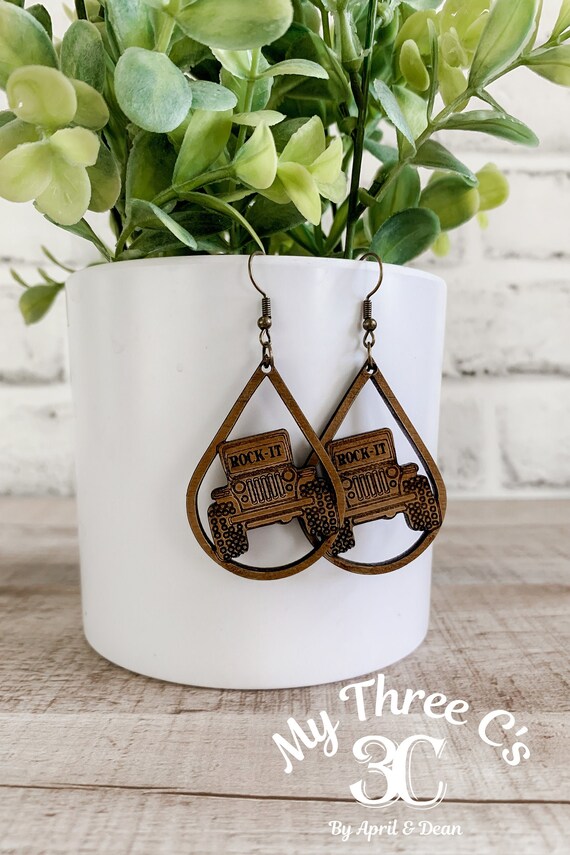 Jeep Earrings | Wood Earrings | Boho Earrings | WesternEarrings Earrings | Lightweight |4x4 Earrings | Earrings
