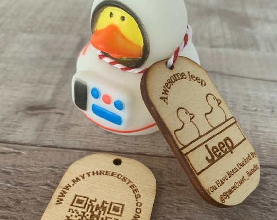 Duck Duck Jeep Wood Dog Tags, Tags for Ducks, 25/50/100, *Rubber Ducks NOT Included