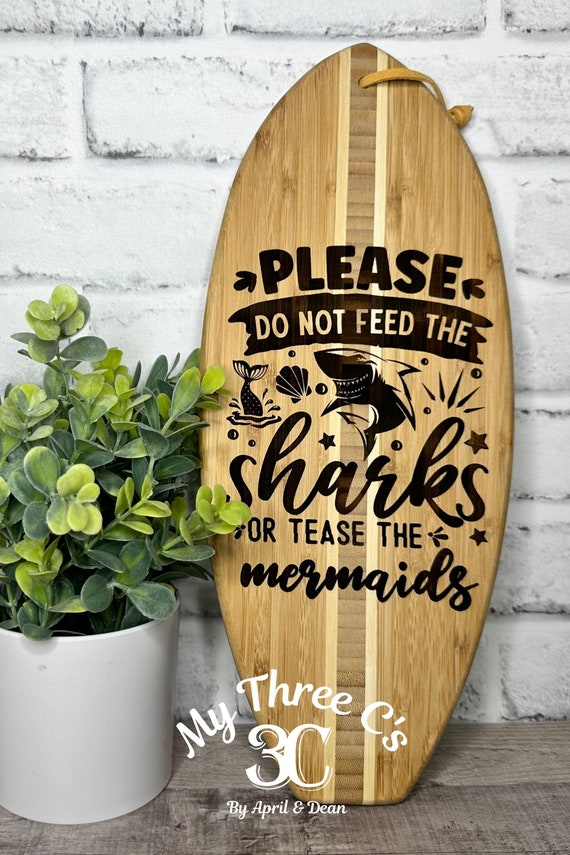Mermaids | Shark | Surfboard | Cutting Board | Laser Engraved | Charcuterie | Charcuterie Board | Personalize | Real Estate Gifts