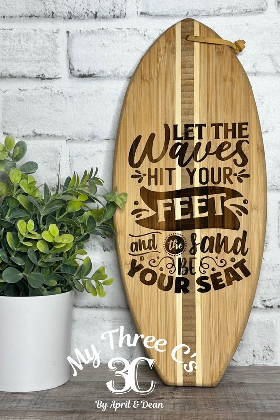 Waves | Surfboard | Cutting Board | Laser Engraved | Charcuterie | Beach Decor | Coastal Decor | Personalize | Real Estate Gifts