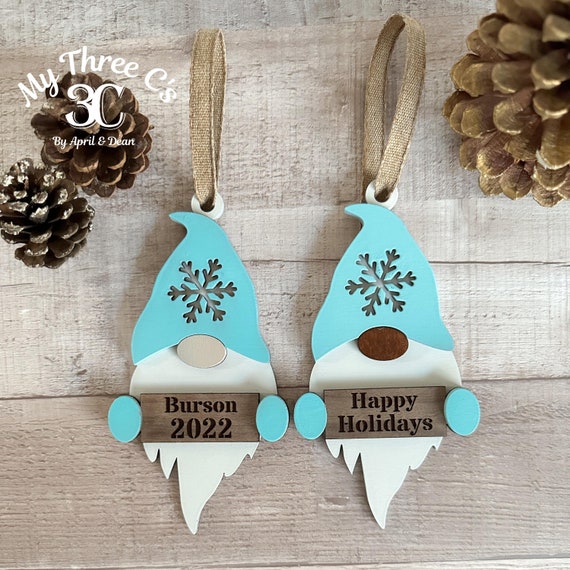Gnome Christmas Ornaments | Custom Gift | Personalize | Free Personalization