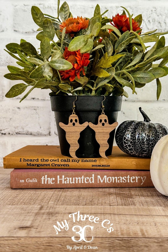 Ghost Earrings | Halloween Earrings | Spirit Earrings | Laser Cut | Natural Wood | Lightweight Earrings | Spooky | Fall | October | Jewelry