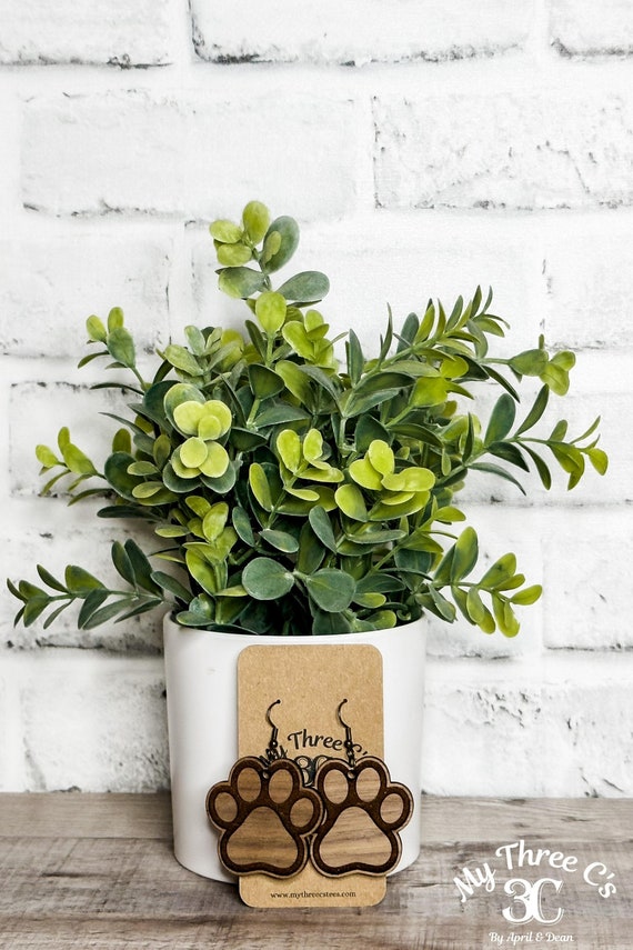 Dog Paws| Bear Paws | Earrings | Wood Earrings | Lightweight
