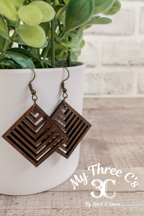 April Earrings | Wood Earrings | Boho Earrings | Western Earrings | Lightweight Earrings |Diamond Earrings | Earrings