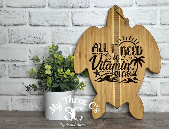 All I Need Is Vitamin Sea | Turtle | Cutting Board | Laser Engraved | Charcuterie | Beach | Coastal Decor | Personalize | Real Estate Gifts