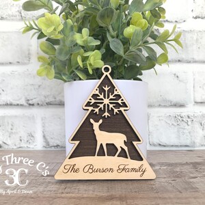 Forest Animal Christmas Tree Ornament Deer Bear Wolf Moose Christmas Décor Personalized Christmas Ornament Laser Engraved image 2