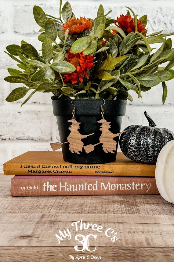 Witch Earrings | Halloween Earrings | Spells | Laser Cut | Natural Wood | Lightweight Earrings | Spooky | Fall | October | Jewlery