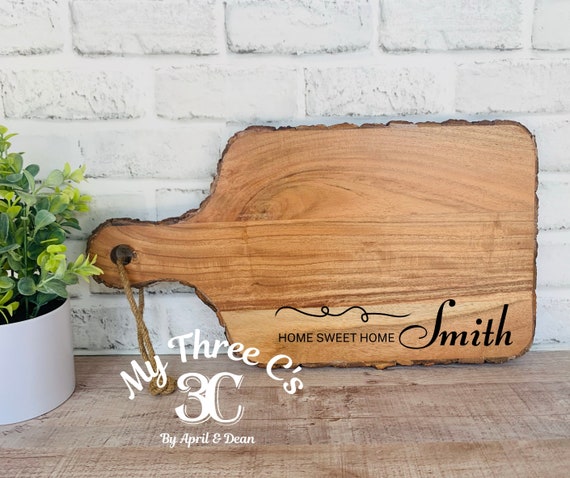 Personalized Cutting Boards |Home Sweet Home| Rustic | House Warming Gifts | Real Estate Closing Gifts | Laser Engraved | Customized