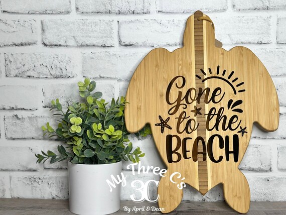 Gone to the Beach | Turtle | Cutting Board | Laser Engraved | Charcuterie | Beach Decor | Coastal Decor | Personalize | Real Estate Gifts