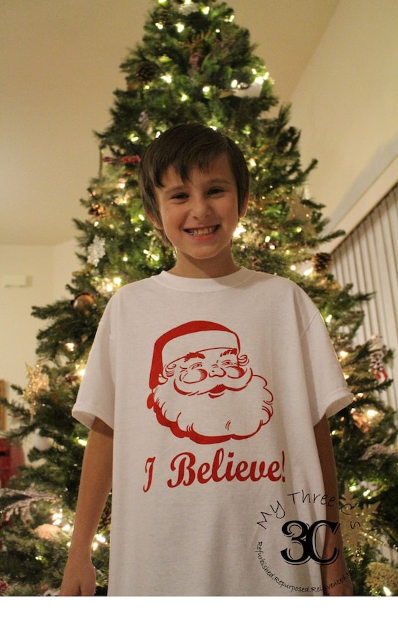Youth Unisex "I Believe" in Santa T-Shirt, Vintage Santa, Kids Tee