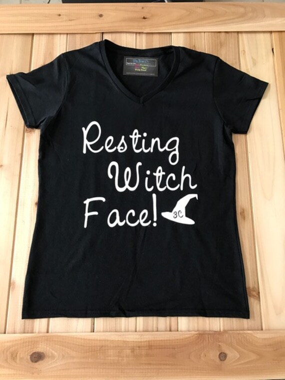 Resting Witch Face Halloween V Neck Tee