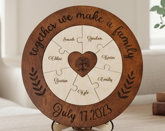 Personalized Family Wooden Puzzle: Unity Wedding Keepsake