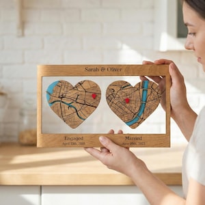 Decoupaged Heart Map Custom Heart Map Wood Art, Personalized Location Keepsake - Etsy