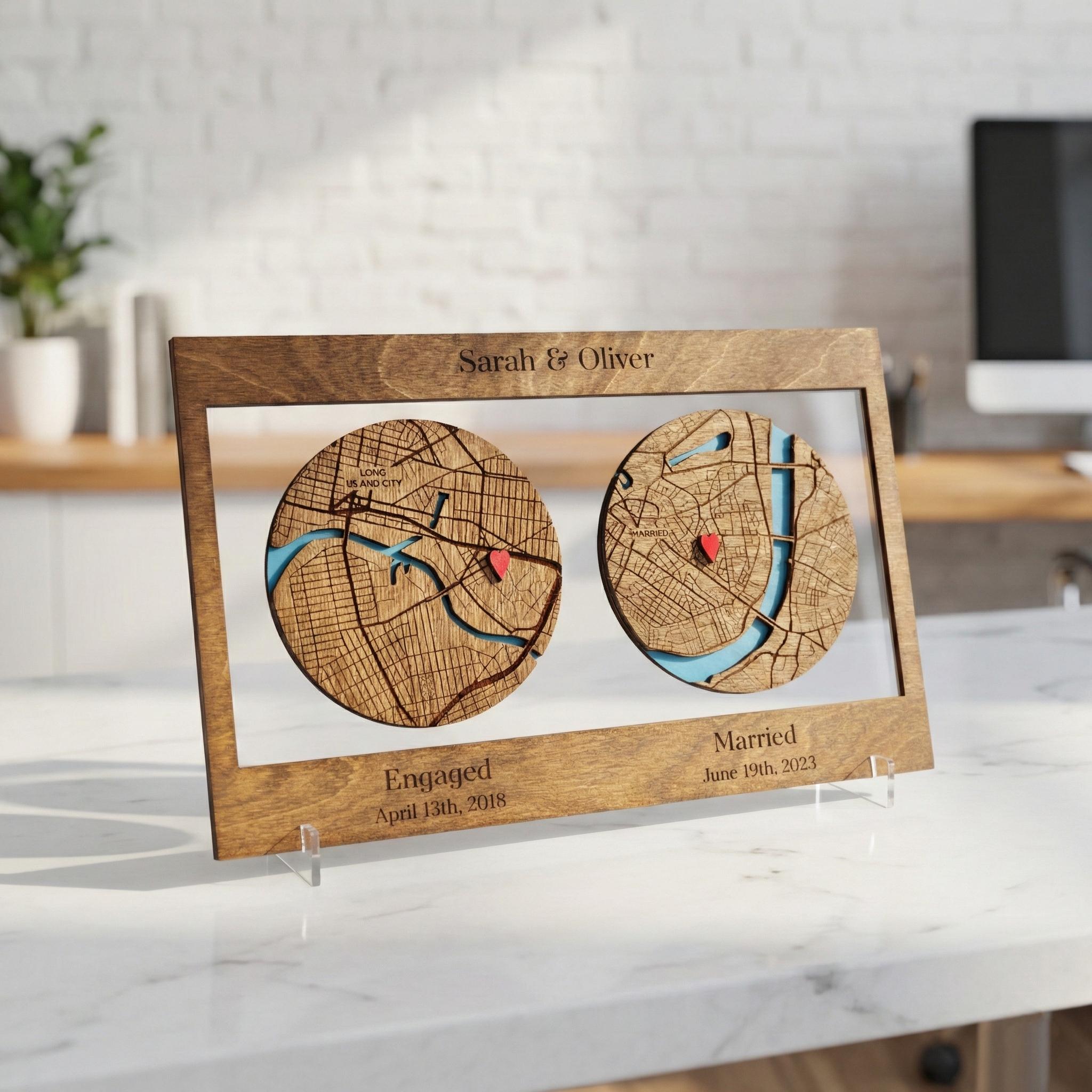 Custom Heart Map Custom Heart Map Wood Art, Personalized Location Keepsake - Etsy