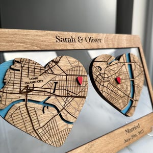 Decoupaged Heart Map Custom Heart Map Wood Art, Personalized Location Keepsake - Etsy