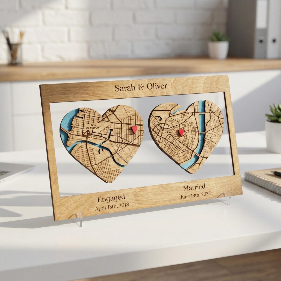 Custom Heart Map Custom Heart Map Wood Art, Personalized Location Keepsake - Etsy