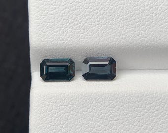 Paire de spinelles bleu sarcelle, taille octogonale 4 x 6 mm, pierres précieuses non traitées