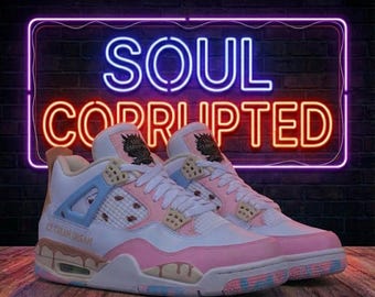 Custom Air Jordan 4 "Ice Cream Dream" Sneakers, Hand-Sculpted Waffle Cone Heel